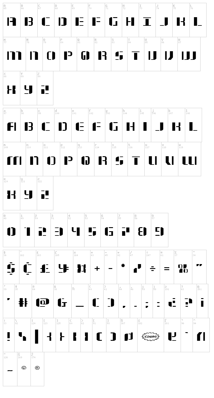 Jetway font map