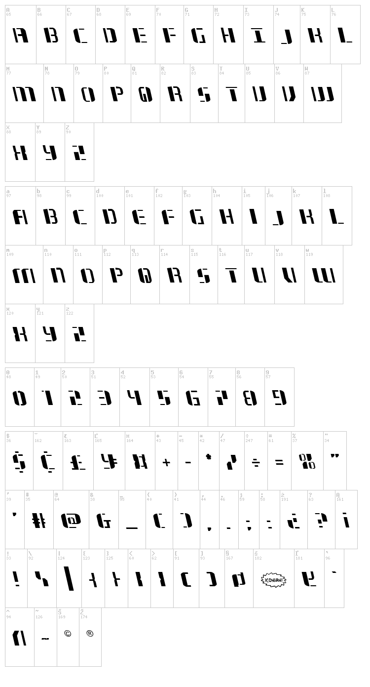 Jetway font map
