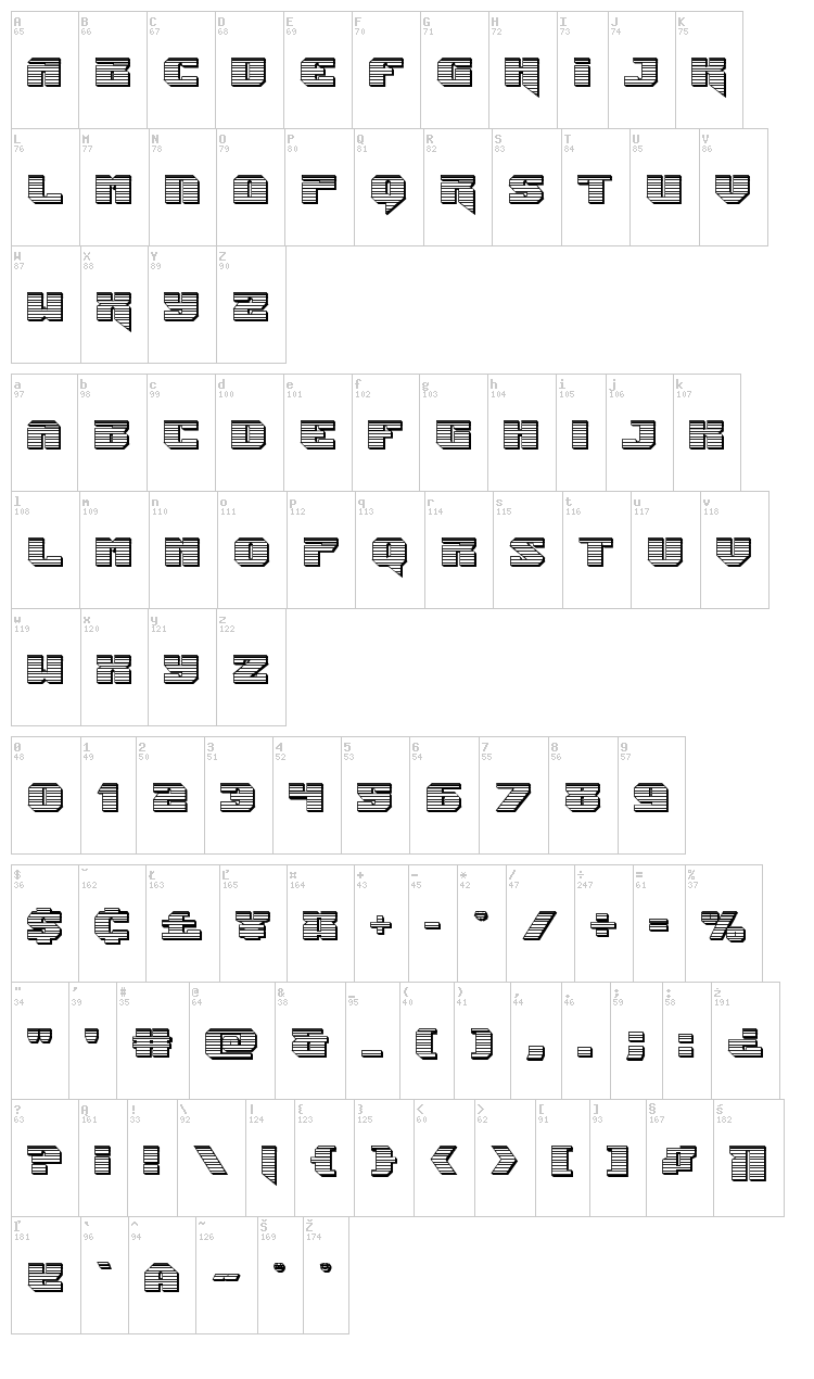 Jumpers font map
