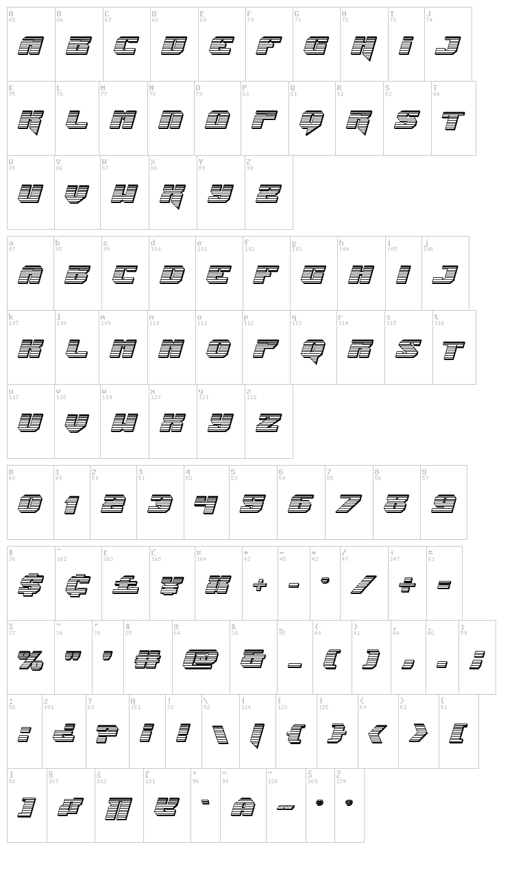 Jumpers font map