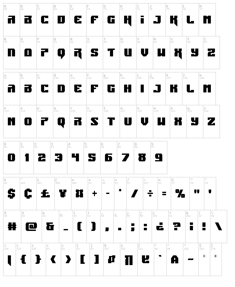Jumpers font map