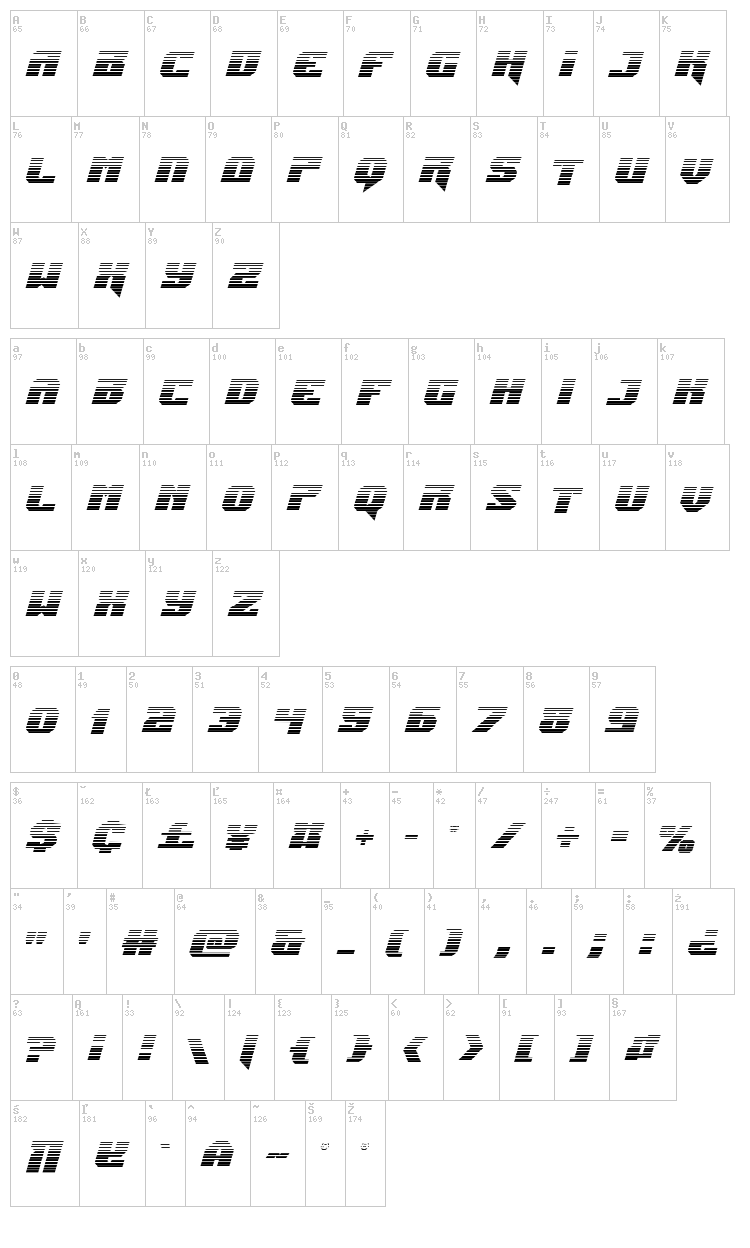 Jumpers font map
