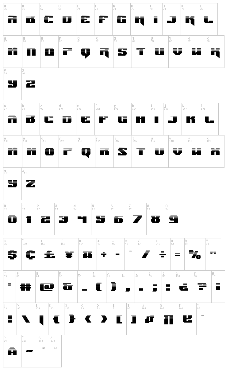 Jumpers font map
