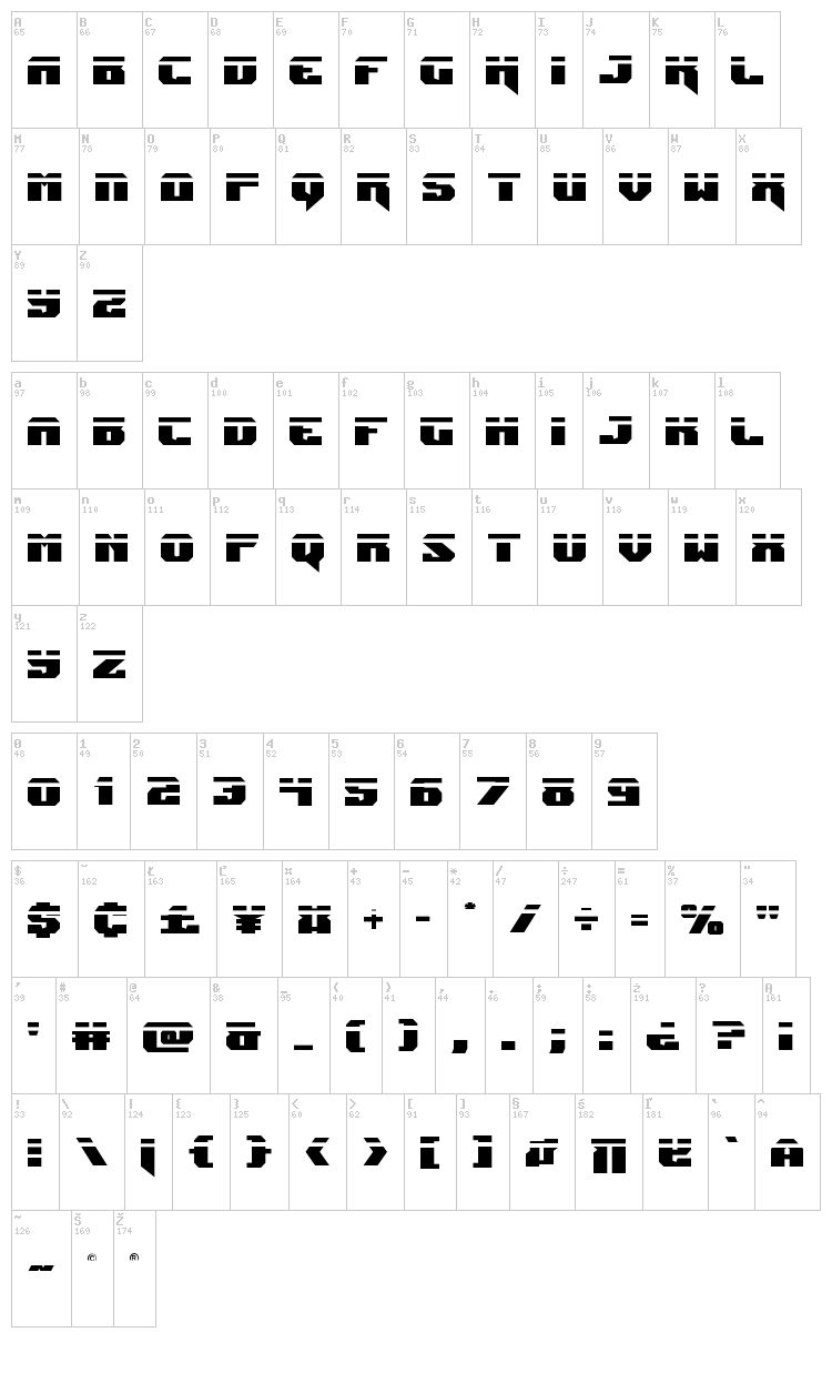 Jumpers font map