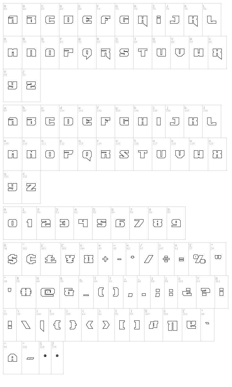 Jumpers font map