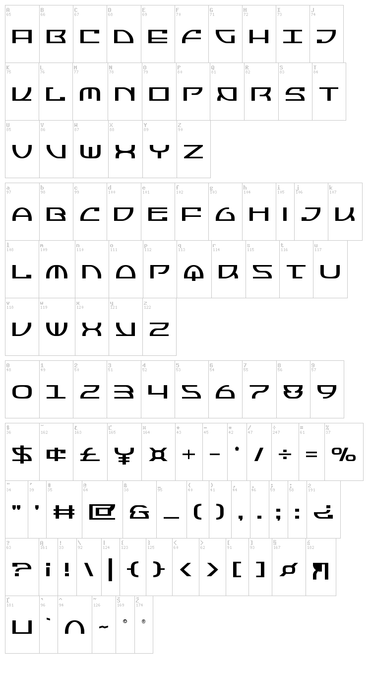 Jumptroops font map