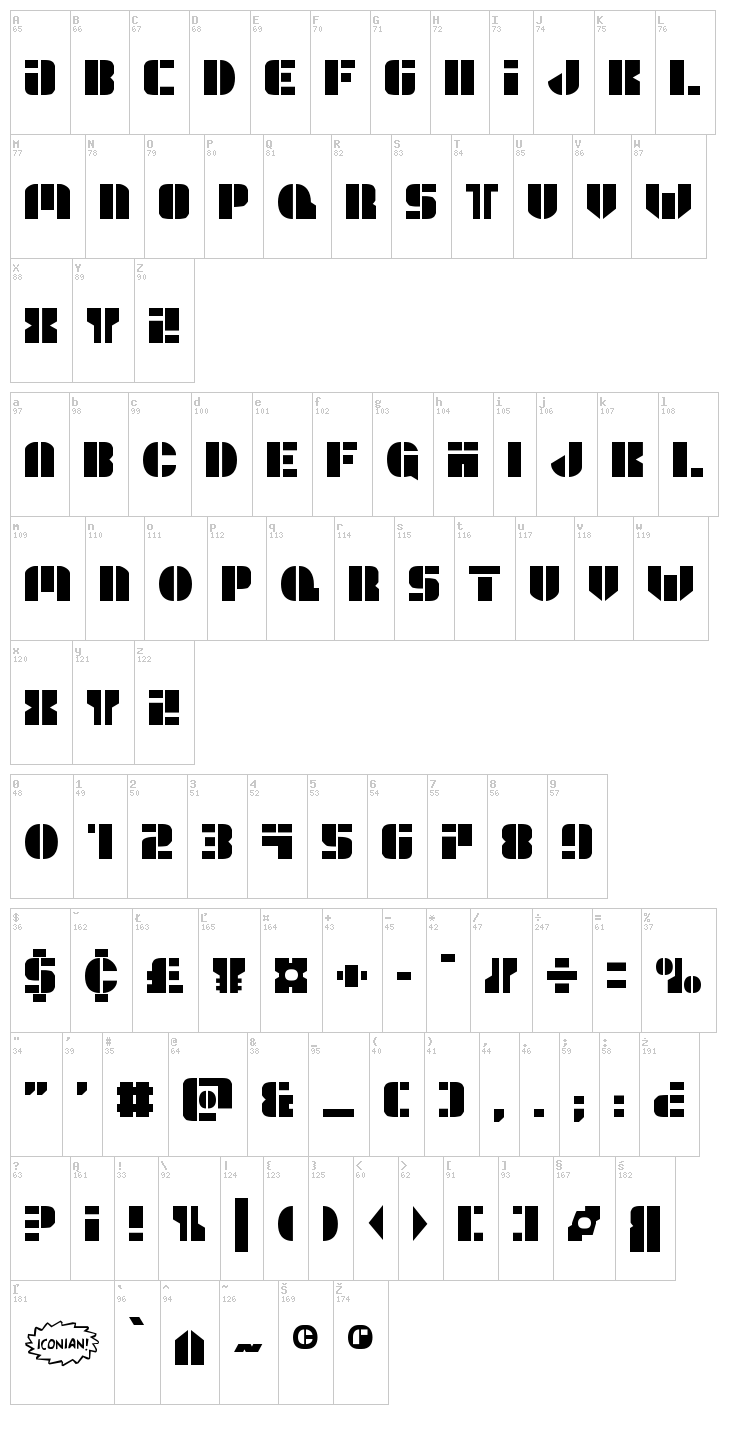 League Wars font map