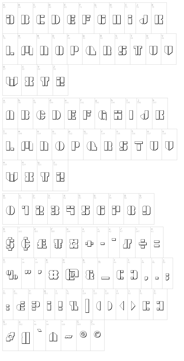 League Wars font map