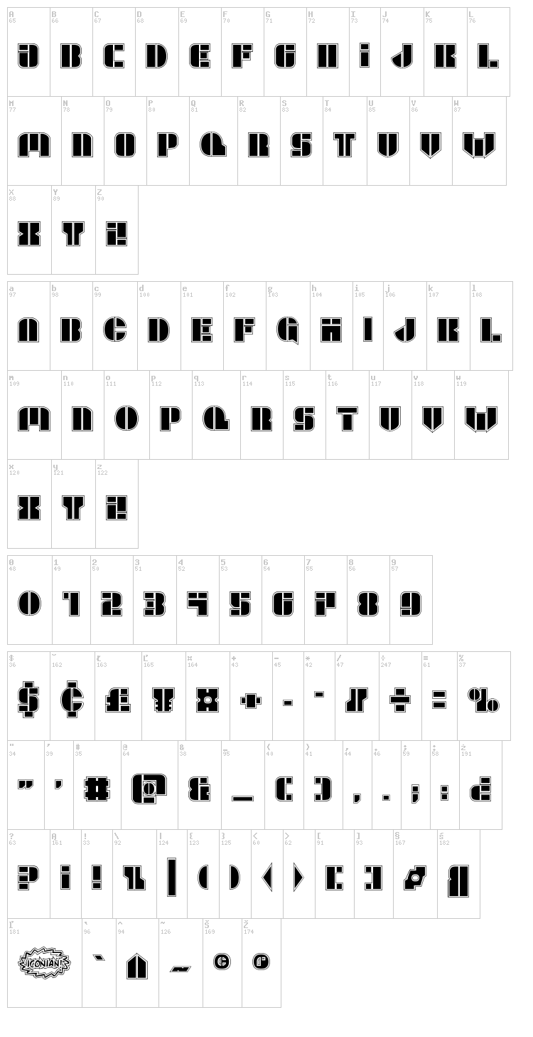 League Wars font map