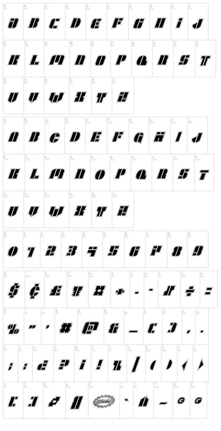 League Wars font map