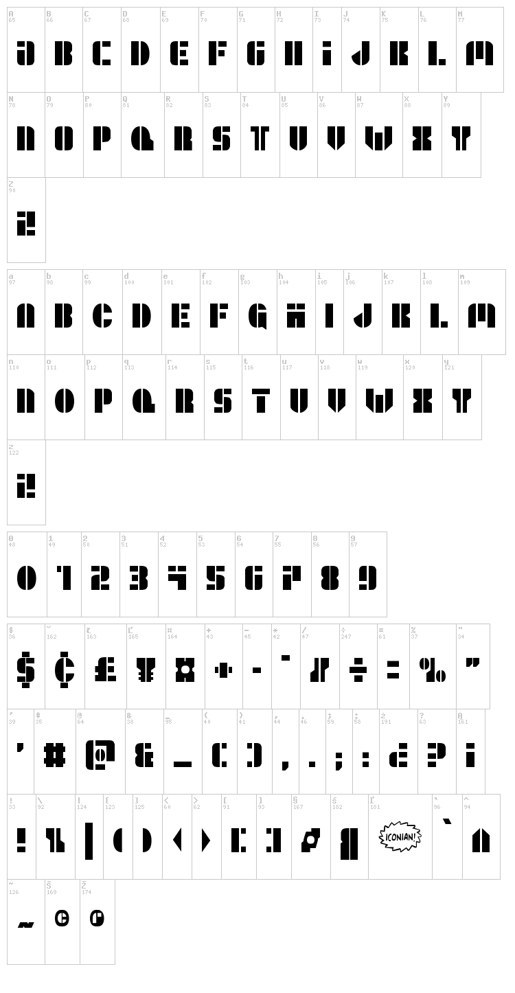 League Wars font map