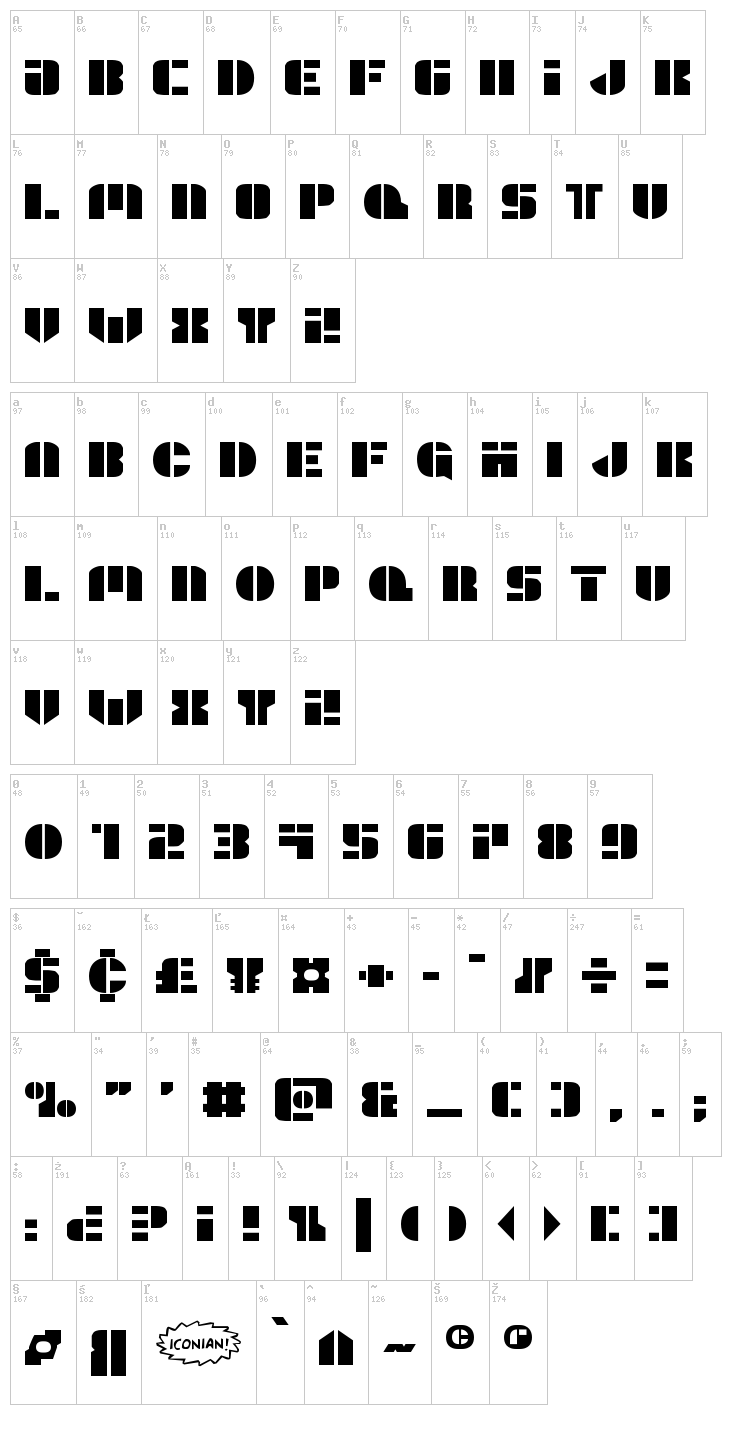 League Wars font map