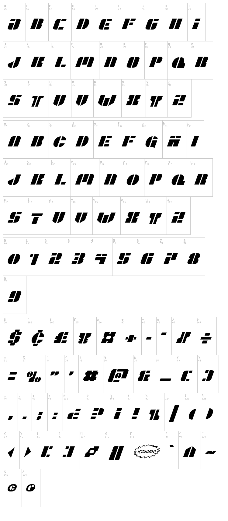 League Wars font map