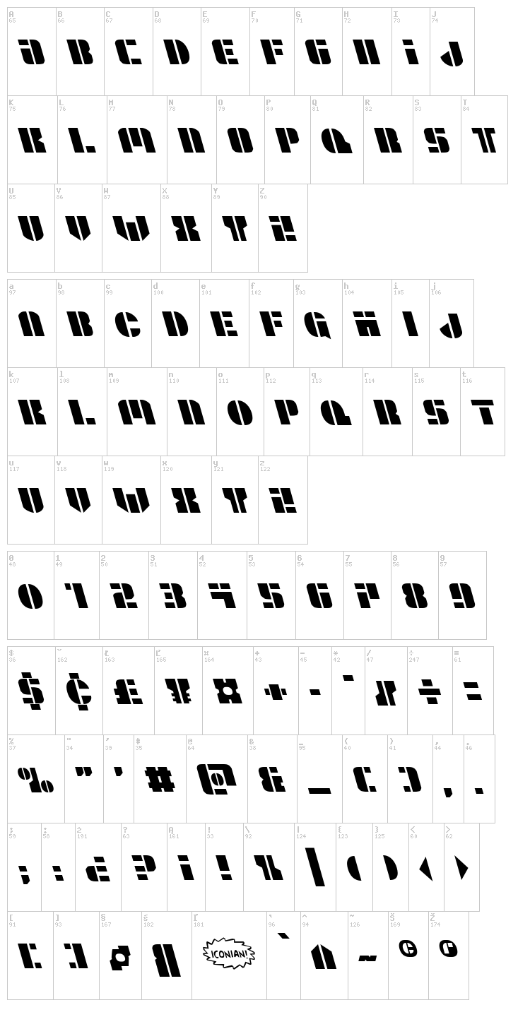 League Wars font map