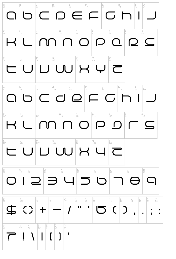 Life Support font map