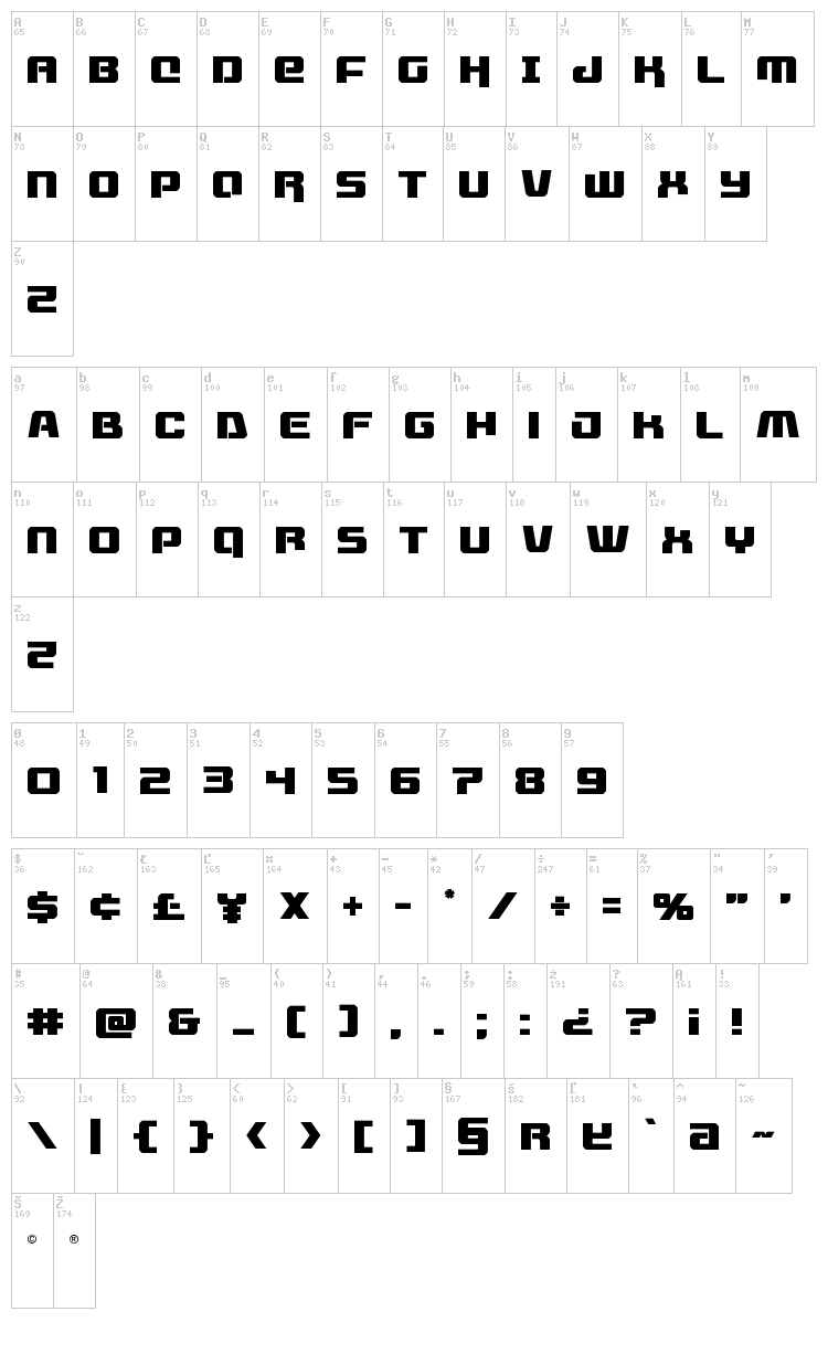 Livewired font map