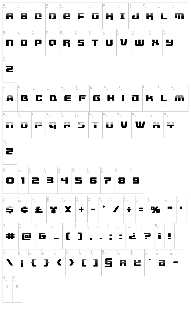 Livewired font map