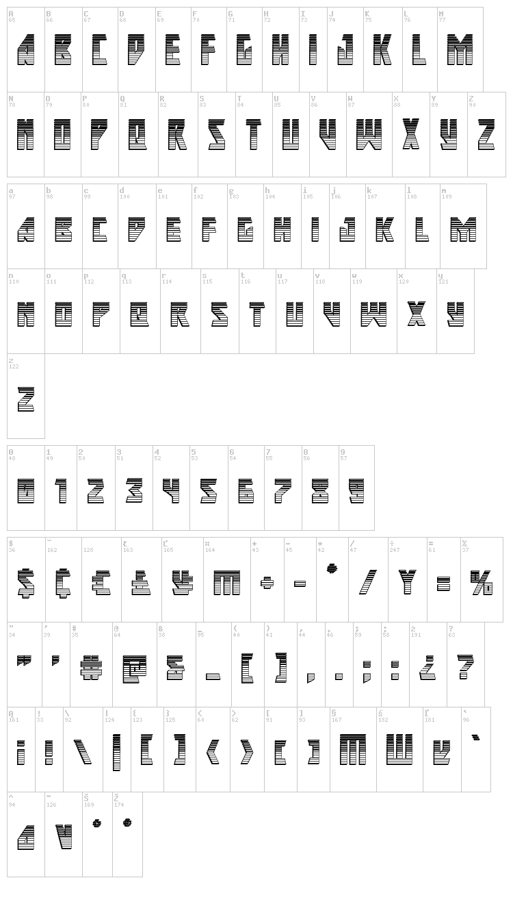 Major Force font map