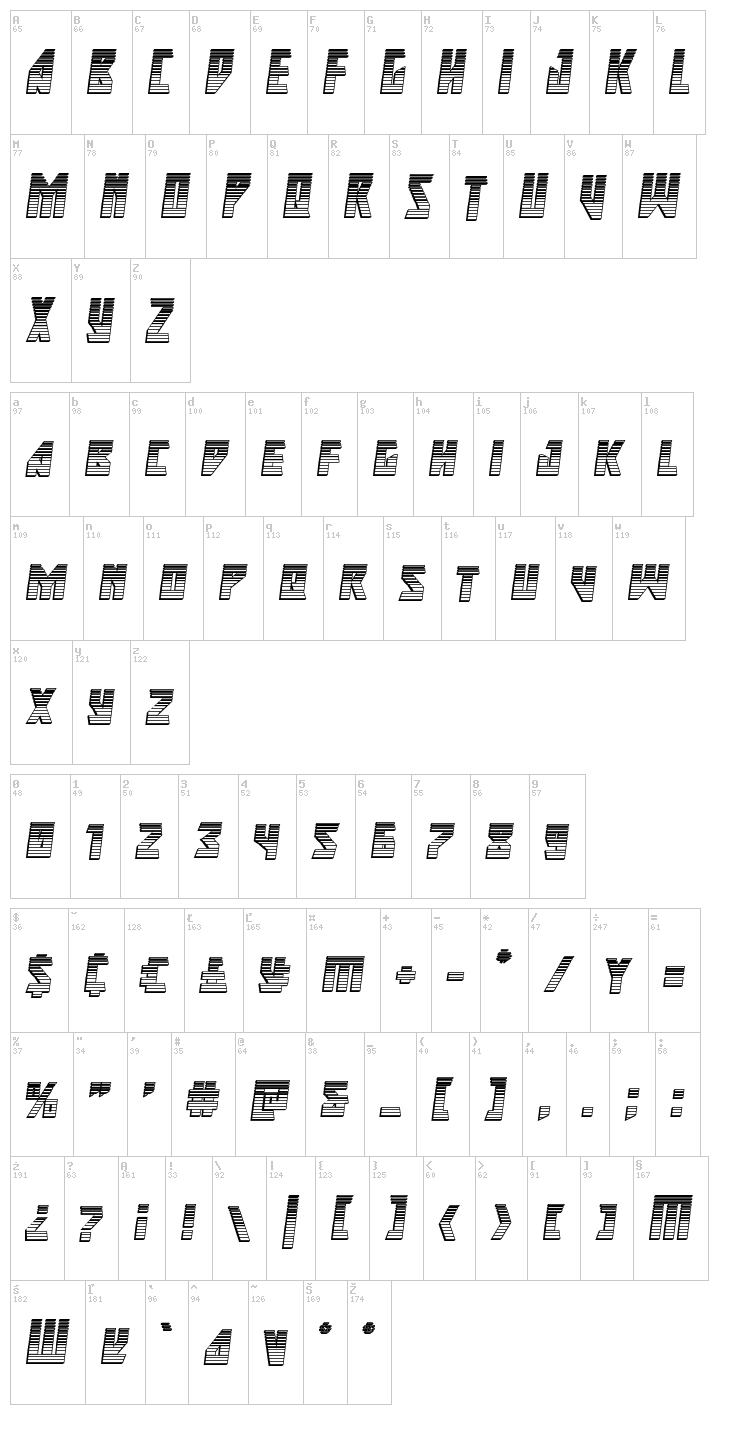 Major Force font map