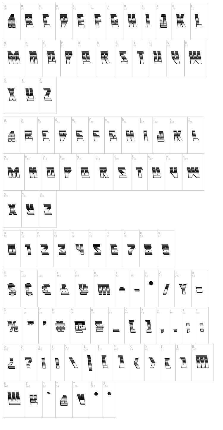 Major Force font map