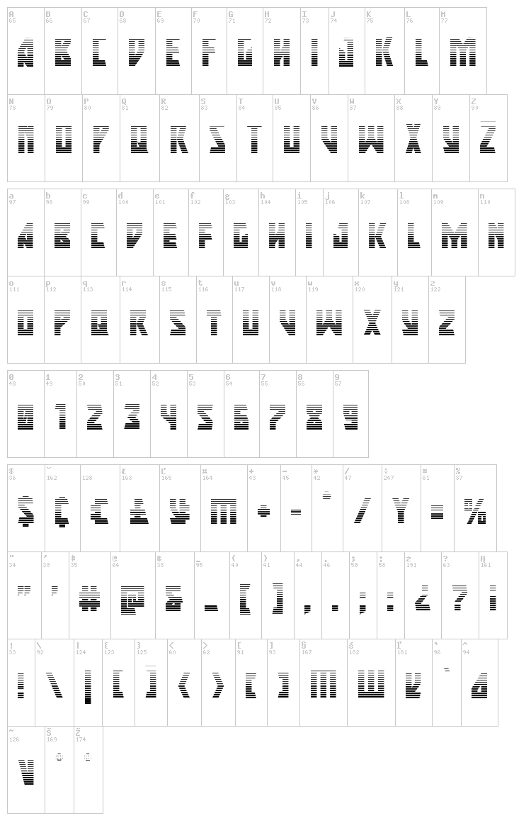 Major Force font map