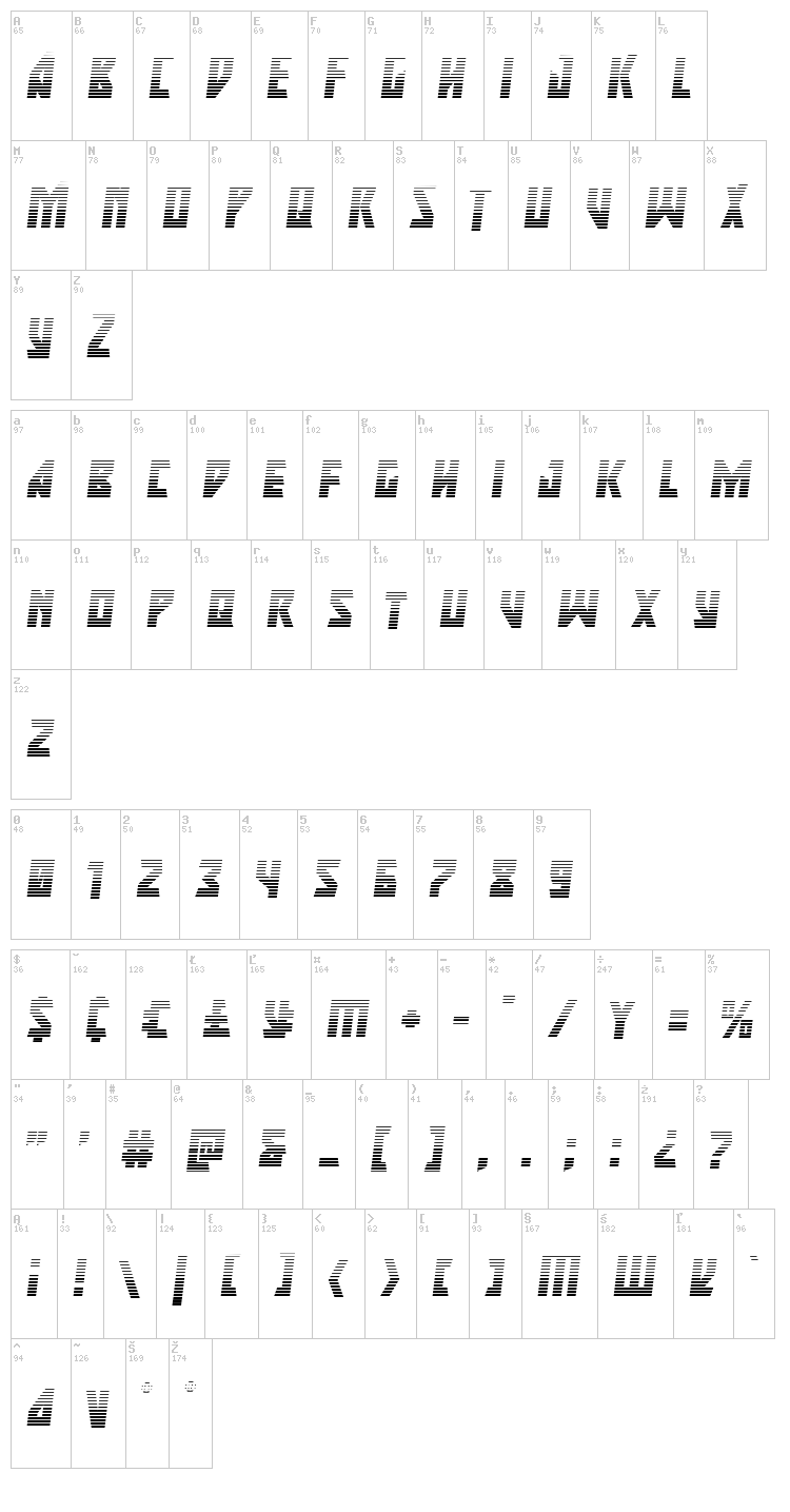 Major Force font map