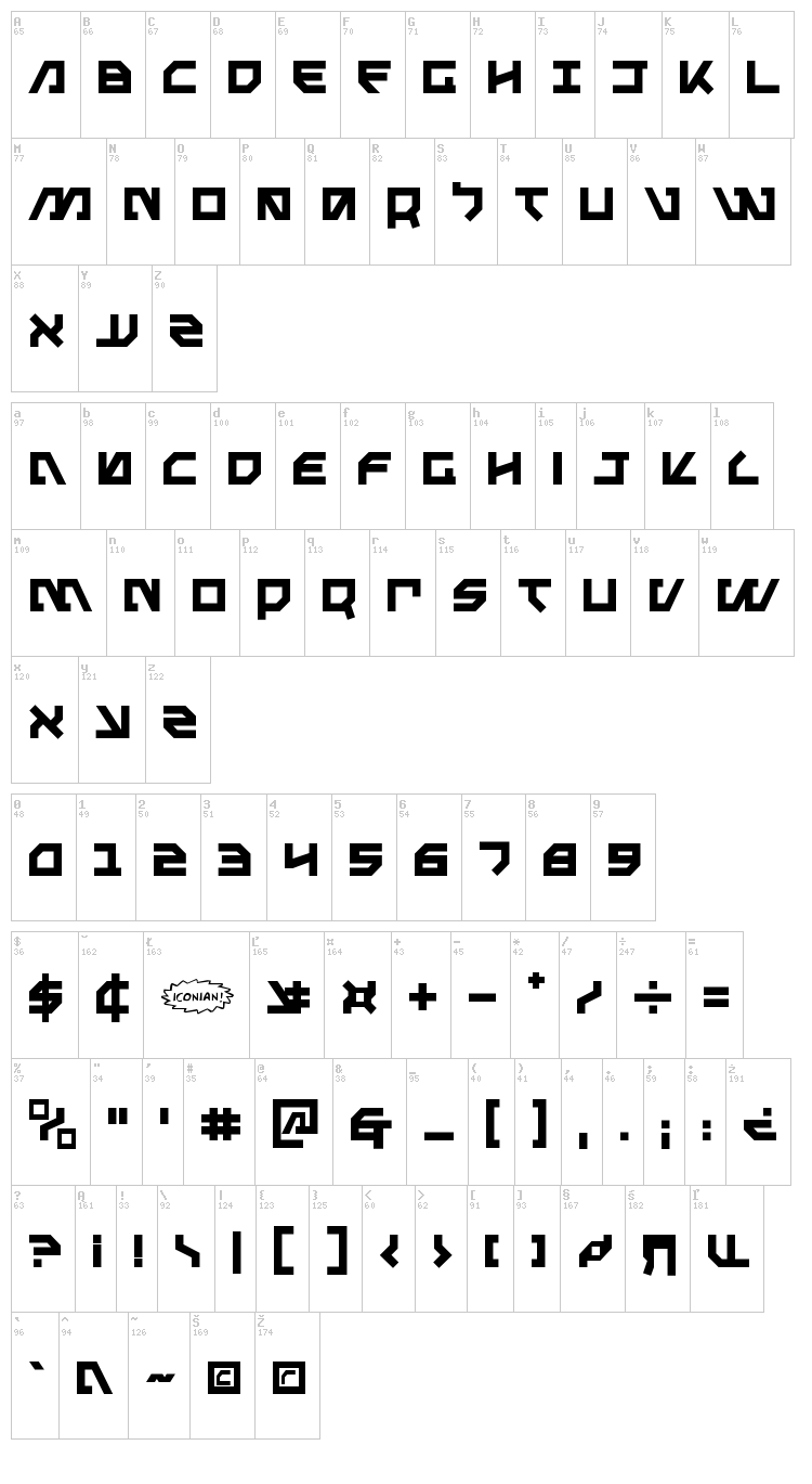 Metalstorm font map