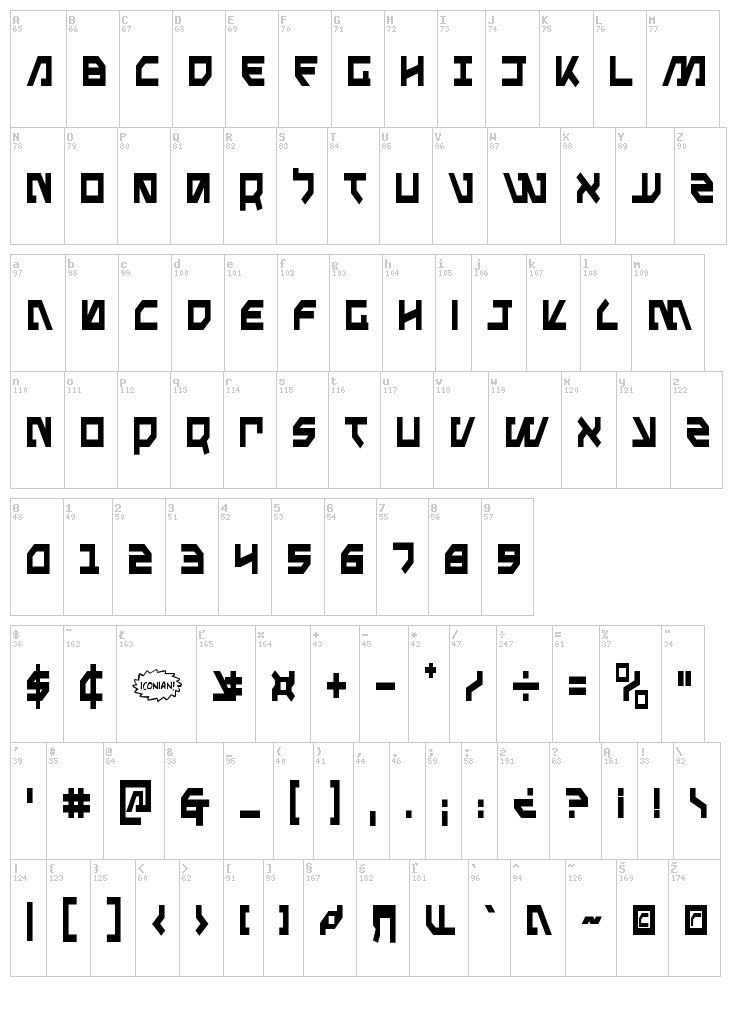 Metalstorm font map