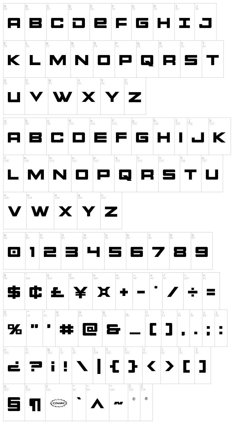 Montroc font map