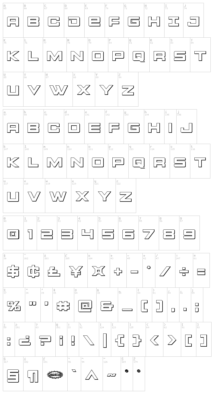 Montroc font map