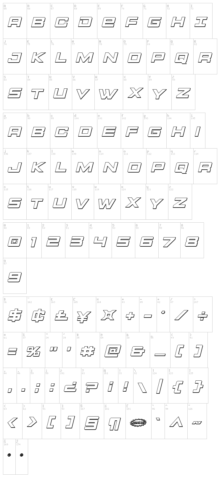Montroc font map