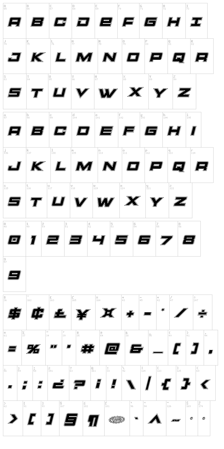 Montroc font map