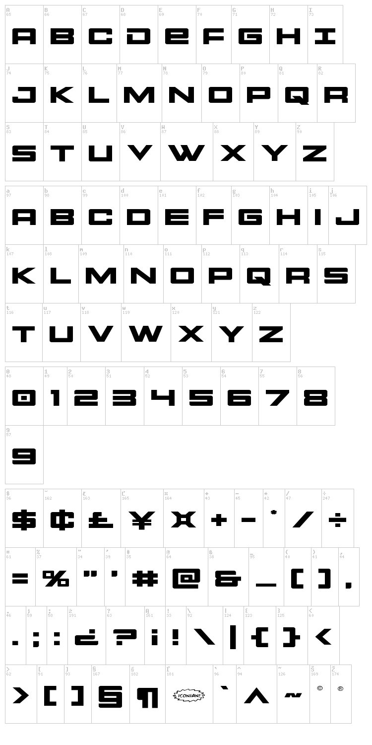 Montroc font map