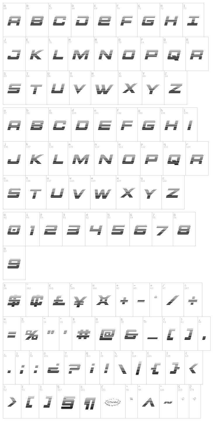 Montroc font map