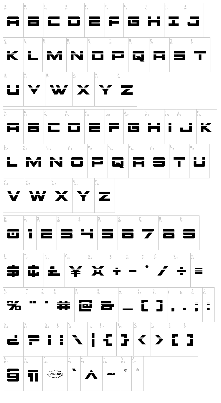 Montroc font map