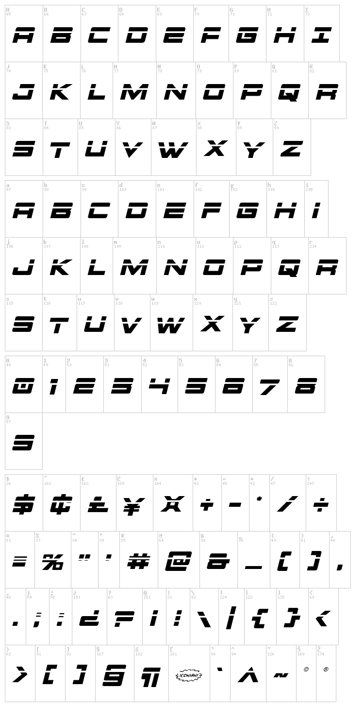 Montroc font map