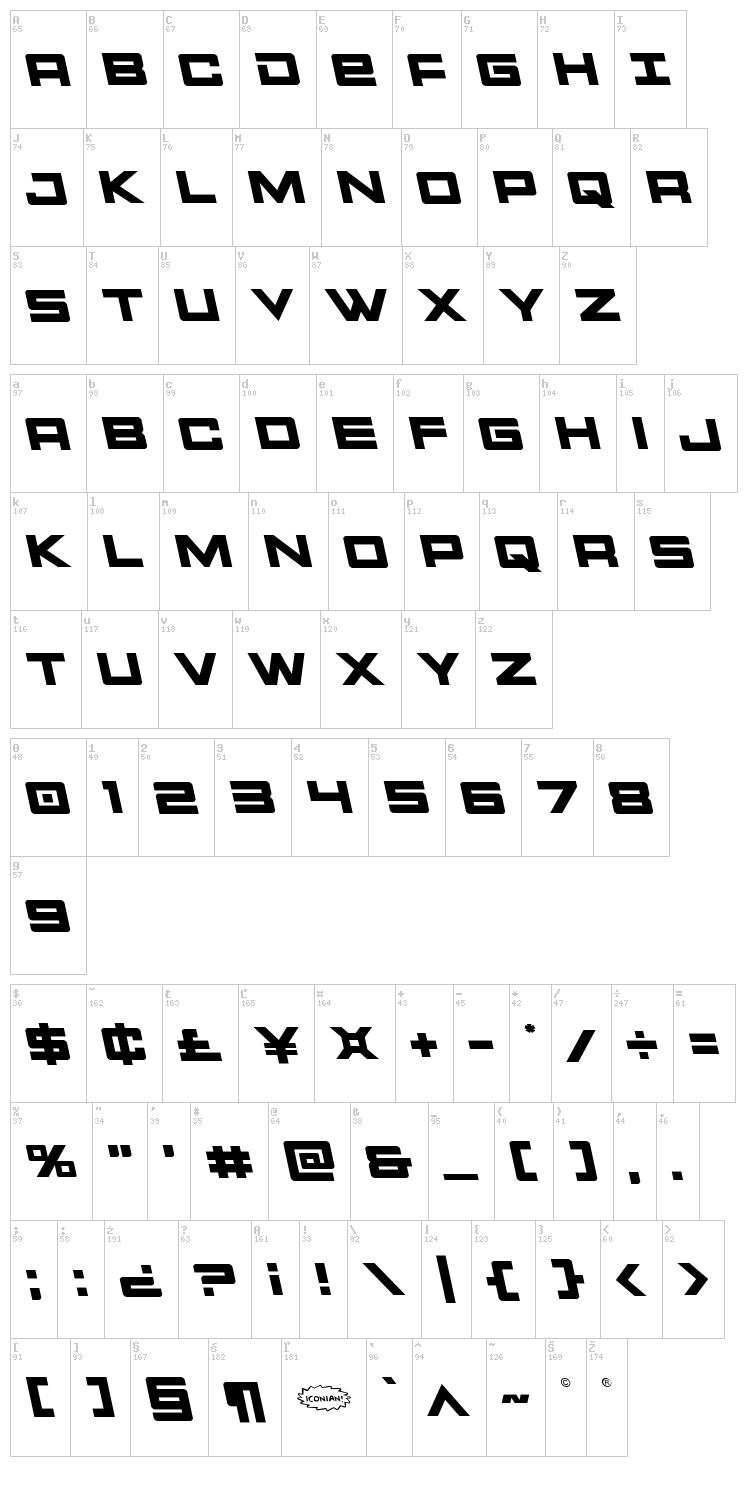 Montroc font map