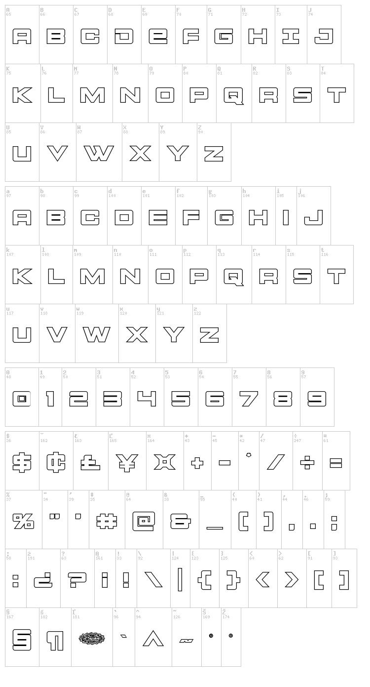Montroc font map