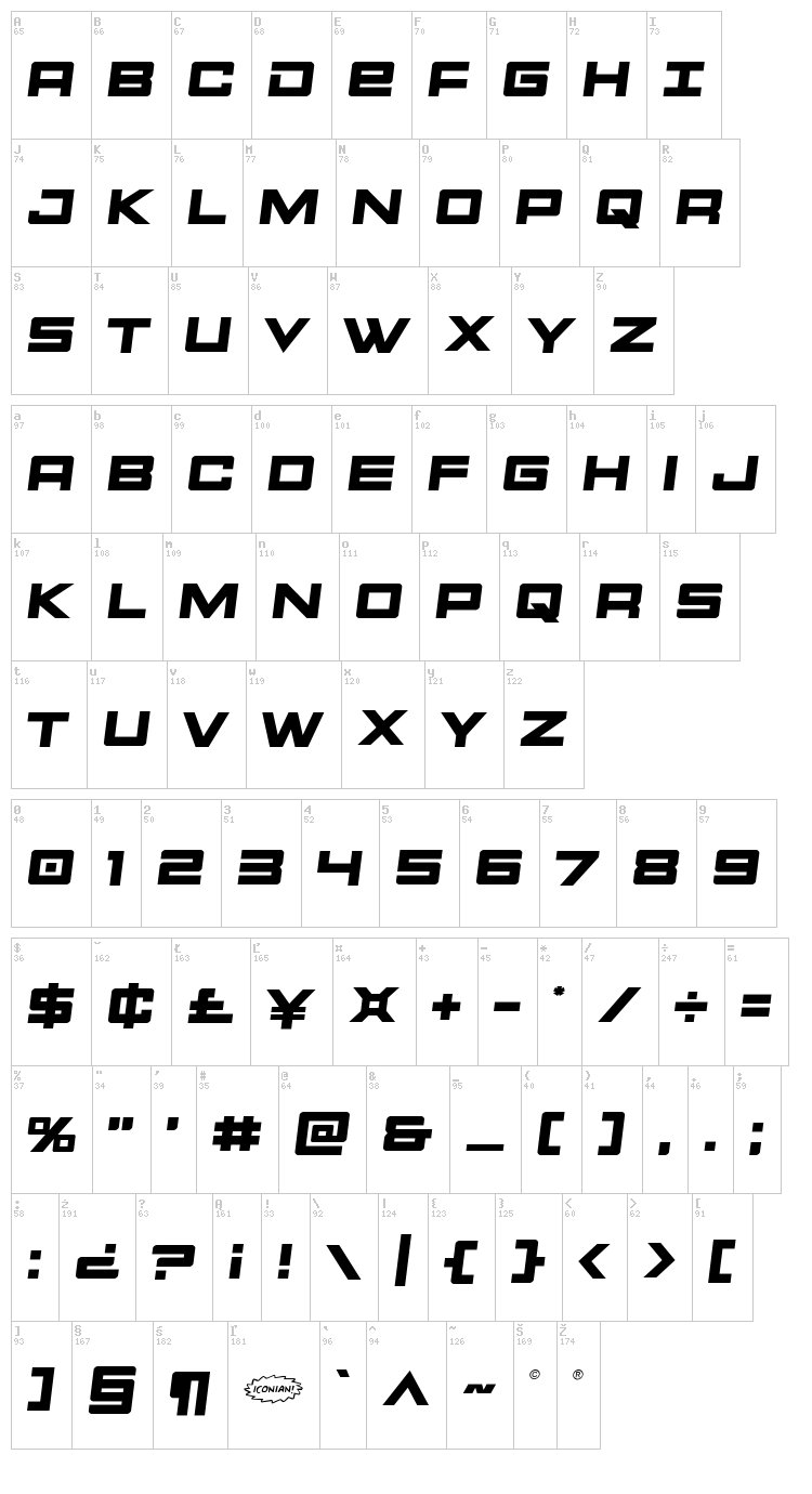 Montroc font map
