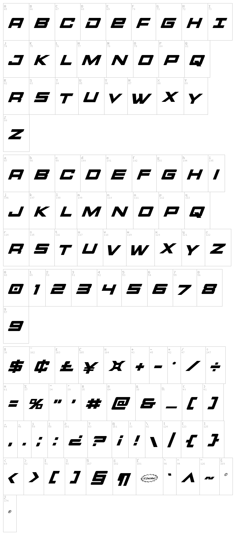 Montroc font map