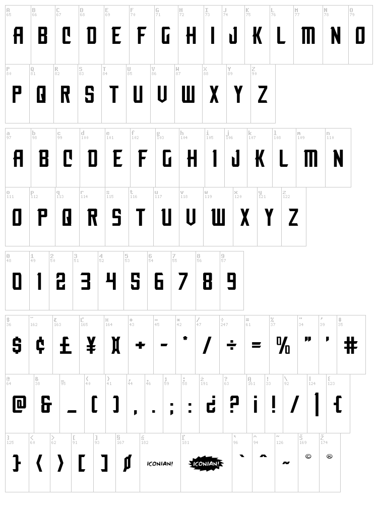 Nemesis Enforcer font map