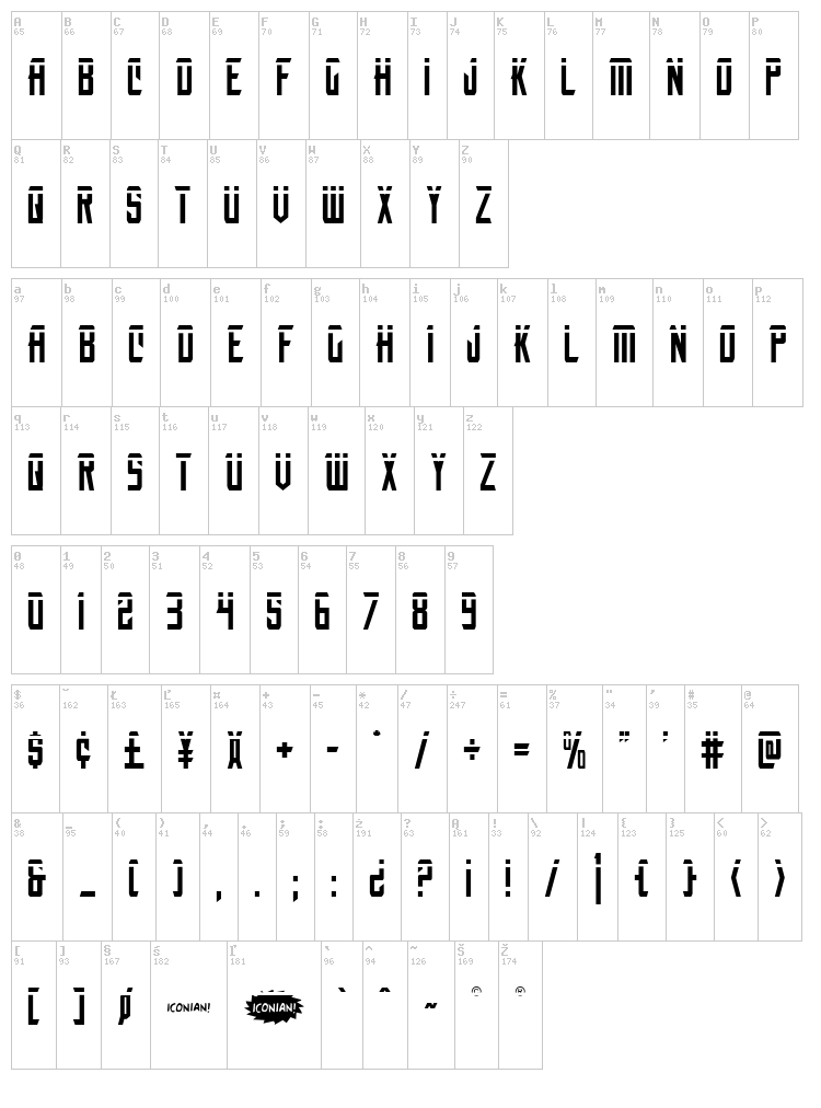 Nemesis Enforcer font map