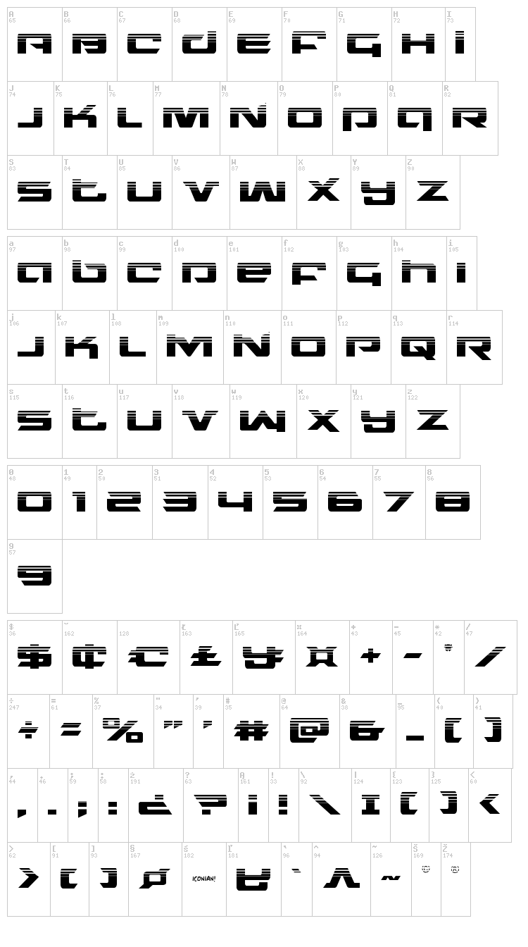 Northstar font map