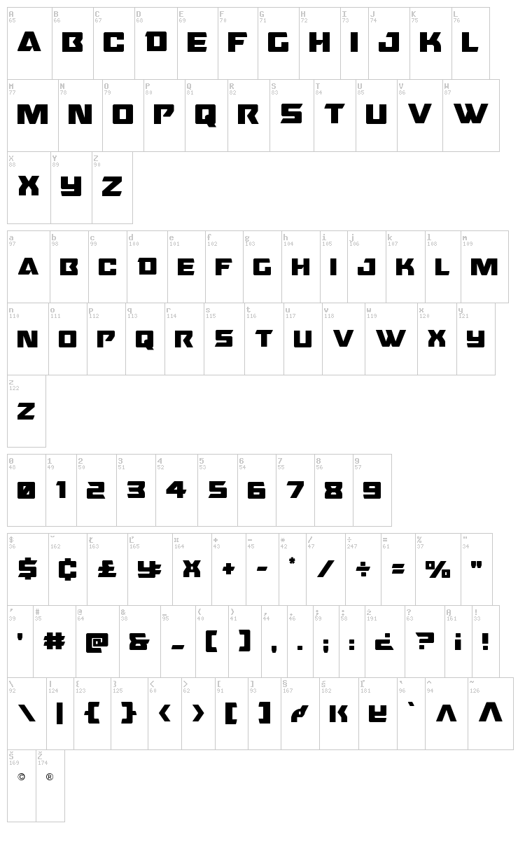 Oceanic Drift font map