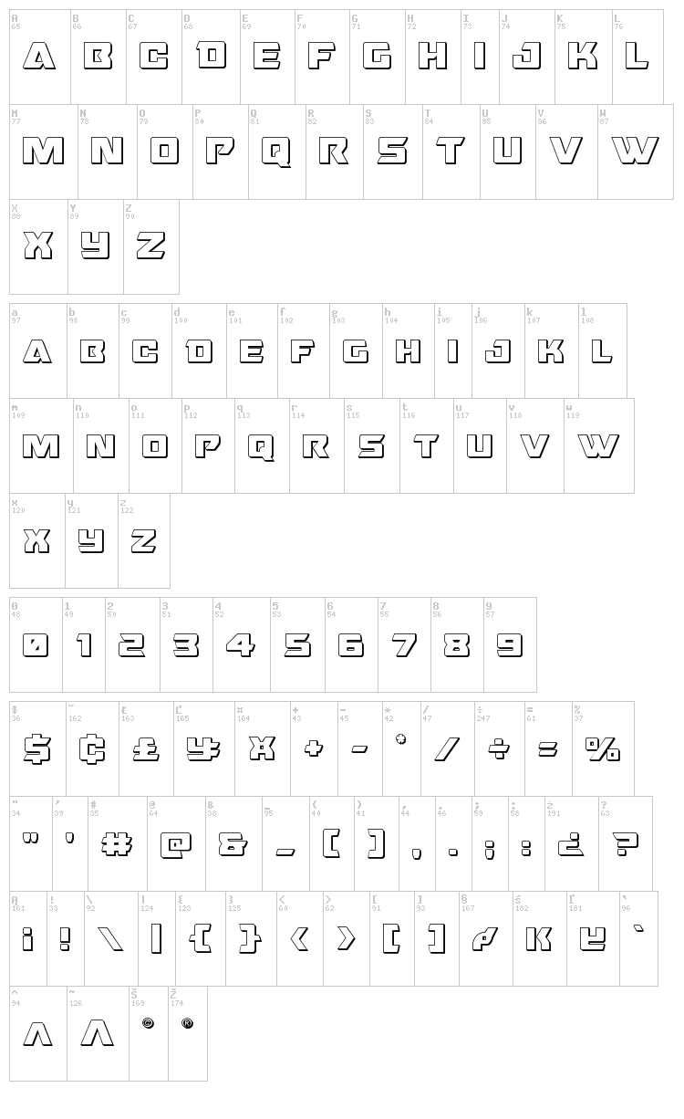 Oceanic Drift font map