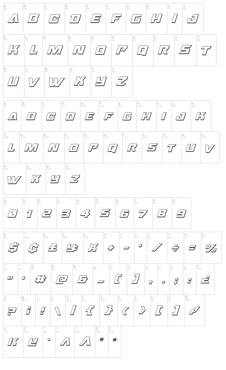 Oceanic Drift font map