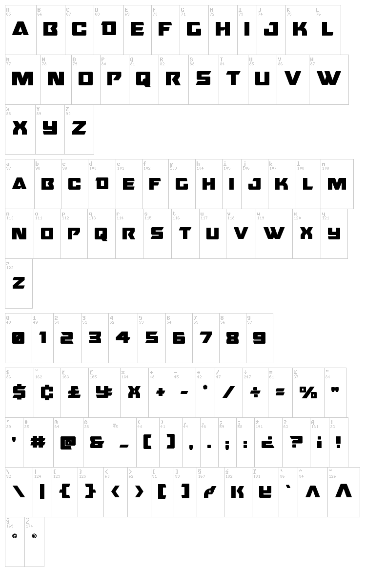 Oceanic Drift font map