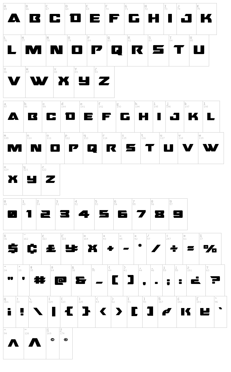 Oceanic Drift font map