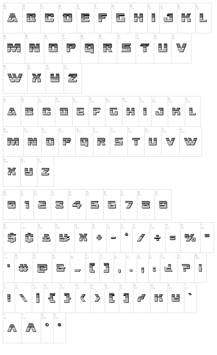 Oceanic Drift font map