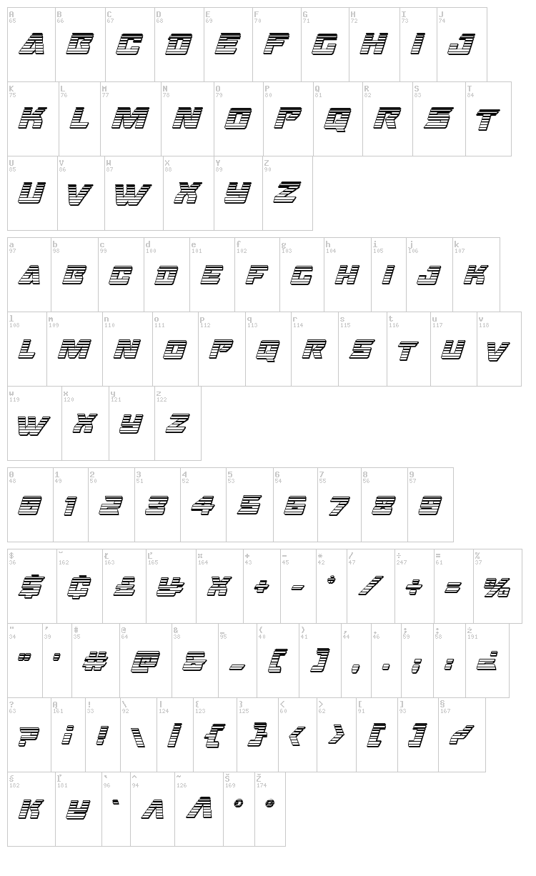 Oceanic Drift font map